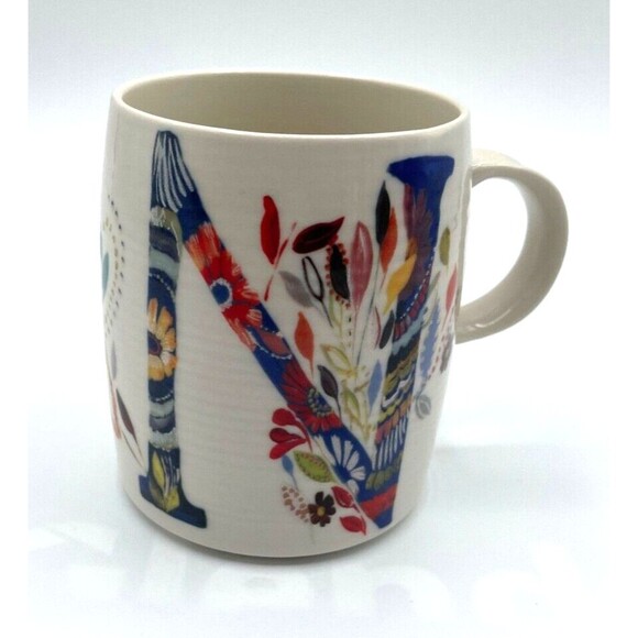 Anthropologie Petal Palette Mug Monogram “N” Starla M Halfmann Ceramic Floral - Picture 6 of 8